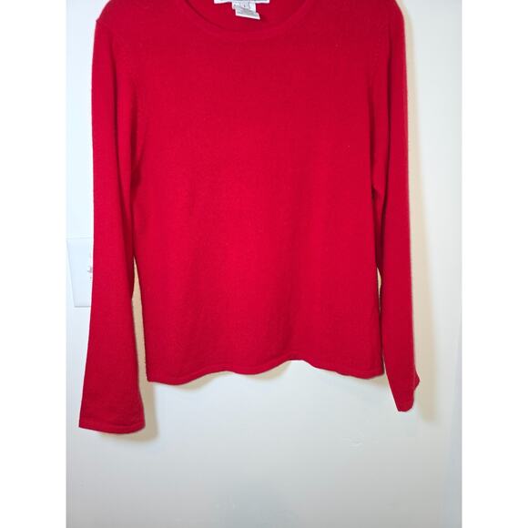 Queen Of Scots Red Cashmere Sweater Womens Long Sleeve Knit Top Size Large - Picture 3 of 8